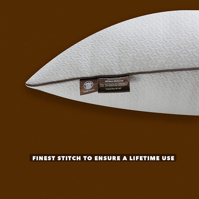 Premium 2-Pack Sleeping Pillow, Bed Pillow, Super Soft Down Alternative with Washable Covers, Microfiber Filling, Set of 2 (White, King)