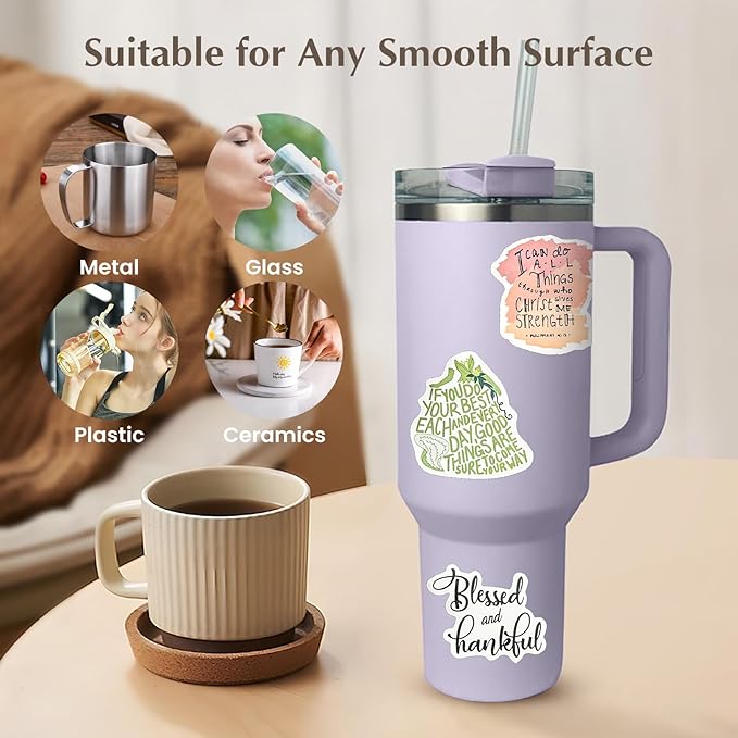 200PCS Inspirational Stickers for Stanley Cup - Waterproof Vinyl Aesthetic Stickers for Water Bottle Laptop Tumbler Phone Case Scrapbooking Skateboard Teens Girls Aldult Kids