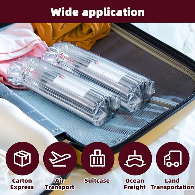 100 Pcs Wine Bottle Protector Travel Bags, Inflatable Air Column Packaging Cushioned Bubble Bag, Wine Shipping Sleeves Wrap Pouches with Reusable Inflator Pump