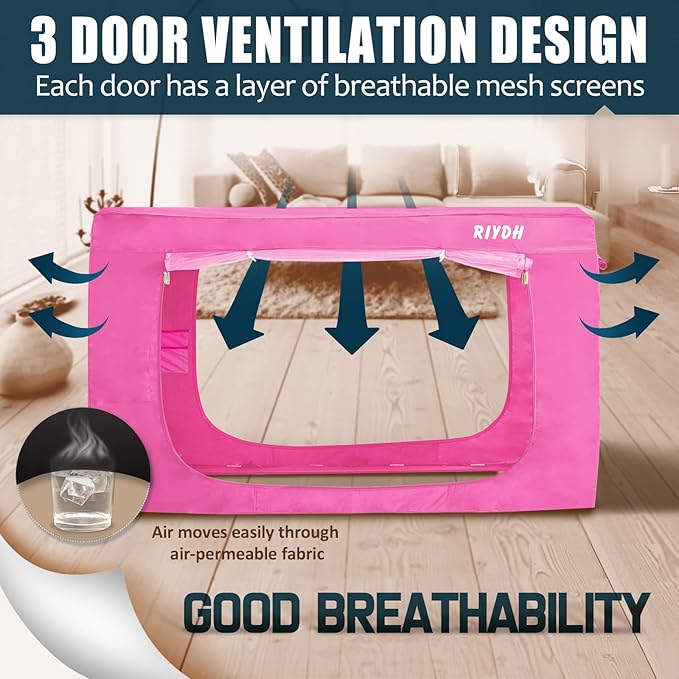 Bed Tent Full Bed Canopy Tents - Portable Dream Tent for Kids and Adult Indoor Sleeping Tents 70% Blackout with 3 Doors Breathable Private Space Tents