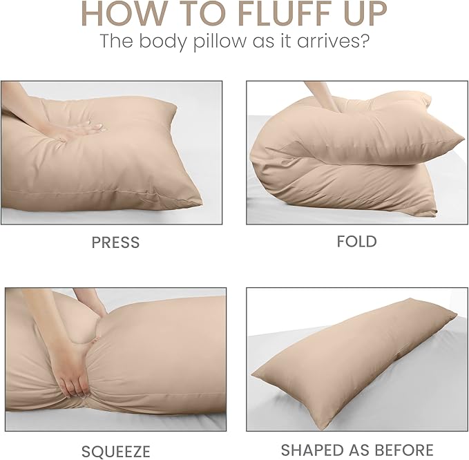 Utopia Bedding Full Body Pillow for Adults (Beige, 20 x 54 Inch), Long Pillow for Sleeping, Large Pillow Insert for Side Sleepers