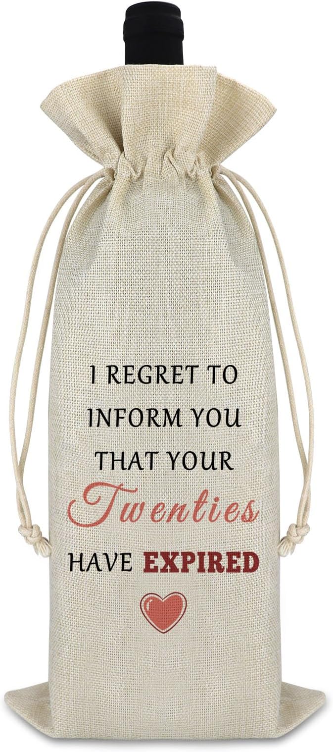21st Birthday Gifts for Girls Boys Wine Bag 21st Birthday Gifts for Women Men Birthday Gift for Son Daughter 21 Year Old Gifts 21st Birthday Party Decors Cotton Burlap Wine Wrap Bag Turning 21 Gift