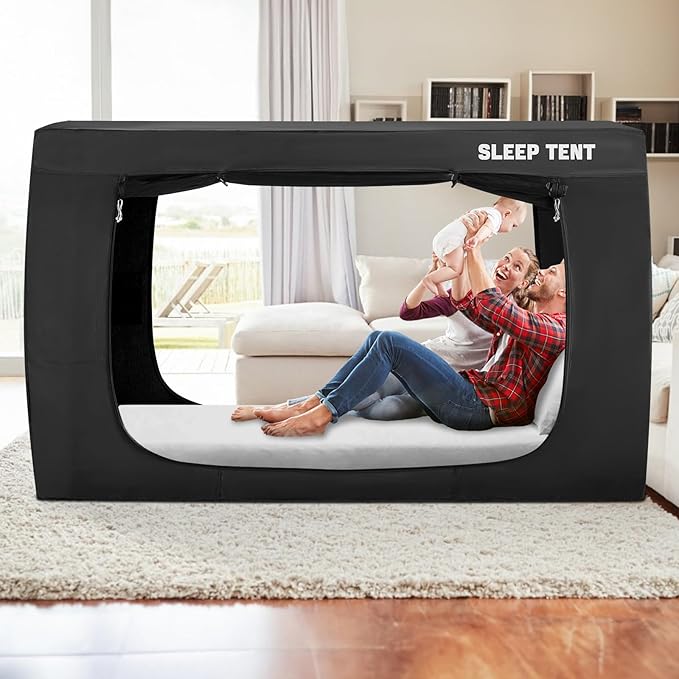 BORNA Bed Tent Bed Canopy Queen Size for Adult and Kids,Portable Sleeping Tents Dream Tents Indoor for Kids and Adult, Breathable Privacy Space on Bed with Three Doors (Mattress Not Included)