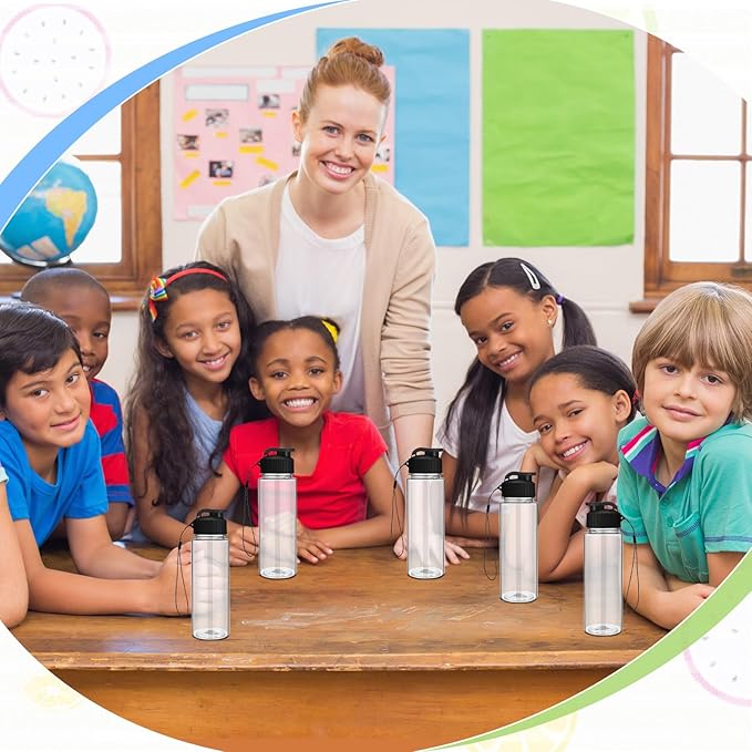 30 Pieces 17 oz Water Bottle Bulk Plastic Water Bottles Bulk with Handle Strap Lightweight Leakproof Drink Flip Top Bottles for Adults Fitness Gym (Black)