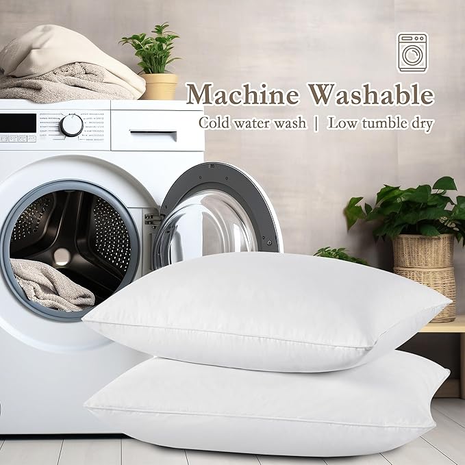 puredown® Feather Pillows with 100% Cotton Cover, Set of 2 Bed Pillows for Sleeping, King Size(20 x 36)