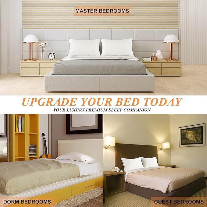 Luxury Hotel Collection Bed Pillows for Sleeping Standard Size Set of 2, Comfy & Supportive Pillow Core for Side or Back Sleepers