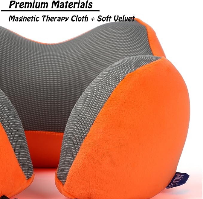 GOTDYA Travel Pillow,Travel Neck Pillows for Sleeping,100% Pure Memory Foam Soft Comfort & Support Pillow for Airplane/Car/Office&Home Rest Use-Orange