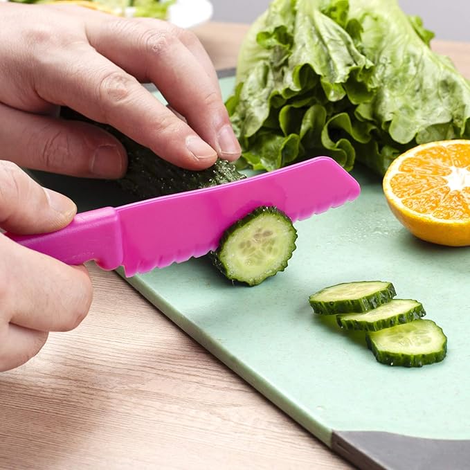 Knives for Kids 8-Piece Nylon Kitchen Baking Knife Set, Perfect Toddler's Safe Knife, Lettuce Knife and Bread, Salad Kitchen Knives