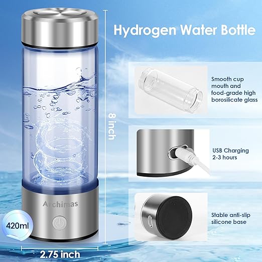 2-in-1 Hydrogen Water Bottle,420ml/1600ppb Hydrogen Water Bottle Generator with SPE PEM Technology,Quick Water Improvement in 3 Minutes,Perfect for Daily Use,Travel, and Gifts