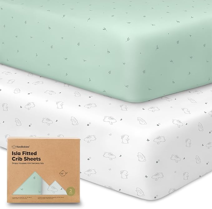 2-Pack Crib Sheets for Boys,Girls - Viscose Derived from Bamboo Fitted Crib Sheet, Organic Baby Crib Sheets, Crib Mattress Sheet,Toddler Bed Sheets,Baby Sheets for Crib Fitted Sheets(Bunnies)