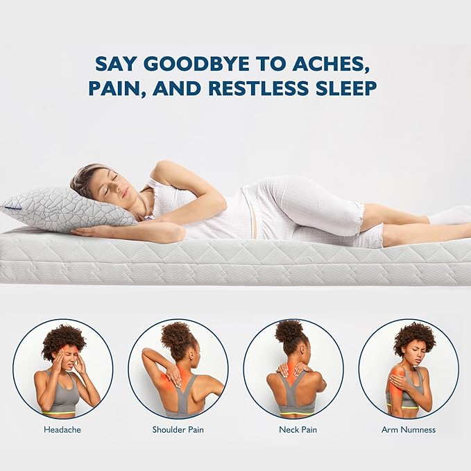 Dafinner Adjustable Shredded Memory Foam Pillows Standard/Queen Size - 100% Removable Cover from Bamboo Derived Rayon, Cooling Medium Bed Pillows for Side Stomach & Back Sleepers - Pack of 2, 20"x28"