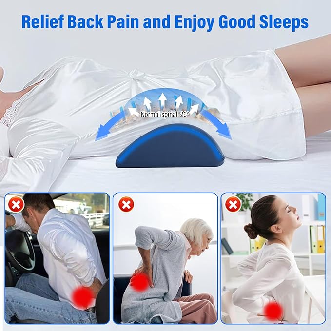 Lumbar Support Pillow for Bed, Memory Foam Back Pillow for Sleeping, Back Support Pillow for Lower Back Pain Relief, Lower Back Pillow for Sleeping, Lumbar Pillow for for Side, Back, Stomach Sleepers