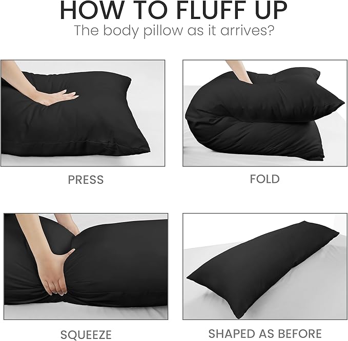 Utopia Bedding Full Body Pillow for Adults (Black, 20 x 54 Inch, Pack of 06) Long Pillow for Sleeping, Large Pillow Insert for Side Sleepers