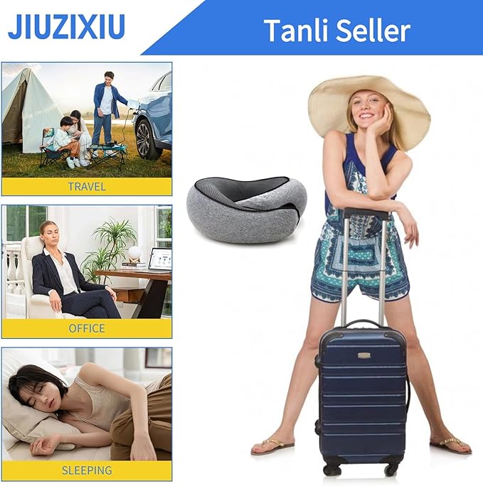 Fly Hugz Travel Pillow,Neck Pillow, Travel Pillow,100% Pure Memory Foam,Comfortable Breathable,Stowable,360° Travel Neck Pillows for Sleeping, Car, Airport