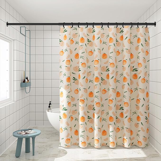 Honey Peach Print Shower Curtain for Bathroom Decor, 70.8" x 78.7" Waterproof Polyester Fabric Fruit Plant Shower Curtain Art Bath Curtain with 12 Hooks