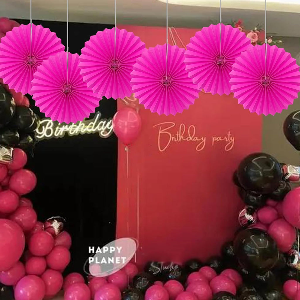 Red Graduation Party Decor,Girls Party Decorations ,Party Supplies Party Fans 16in, Anniversary Decorations for Party,Wedding Graduation Events Accessories 30 Color DIY Set （Rose Red）