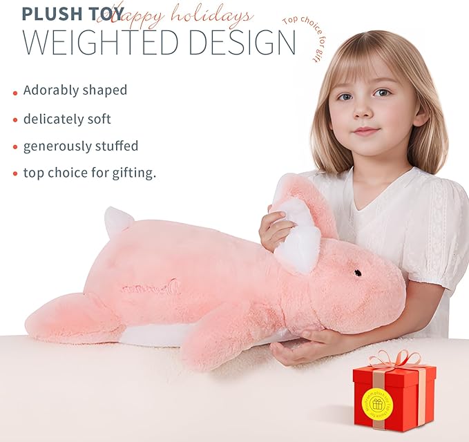 24 inch Cute Giant Weighted Bunny Plush Soft Body Pillow, Large Rabbit Weighted Stuffed Animals Toys plushies, Gift for Kids Girls and Boy, Birthday