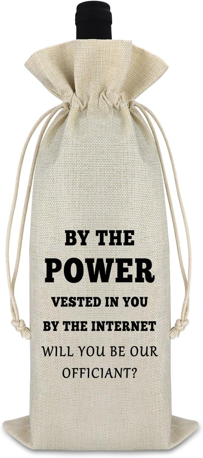 Wedding Officiant Gifts Wine Bag Thank You Gift for Wedding Officiant Guest Wedding Officiant Appreciation Gifts for Wedding Planner Coordinator Photographer Gift from Groom Bride Wine Gift Bag