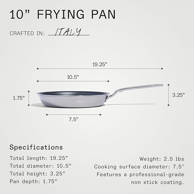 Made In Cookware - ProCoat 10" Non Stick Frying Pan (Graphite) - 5 Ply Stainless Clad Nonstick - Professional Cookware - Crafted in USA - Induction Compatible