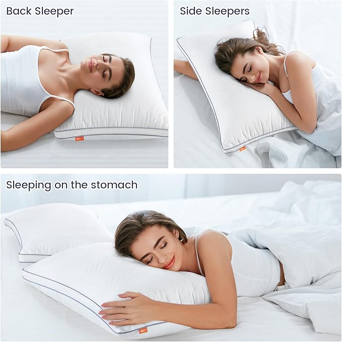 Maxzzz Bed Pillows Standard Size Set of 2, Fluffy Pillows for Back, Stomach or Side Sleepers, Luxury Hotel Quality, White(18x25 inch)