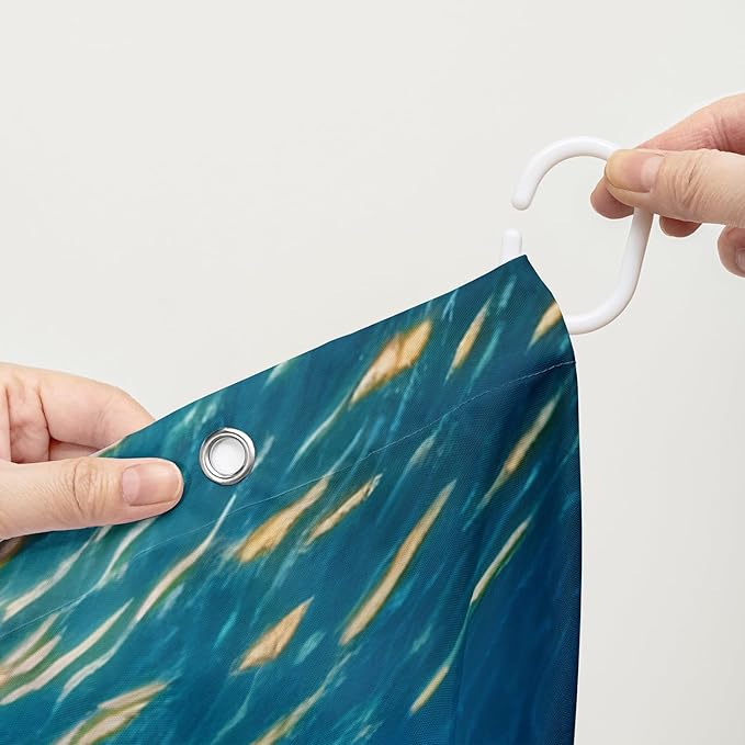 AILONEN Kawaii Octopus Shower Curtain,3D Octopus Turquoise Themed Bath Curtain Cloth Fabric Bathroom 72" W*72" H Inch,12 Pack Hooks for Kids Child,Boho Mandala Ocean Theme Bathroom Curtain