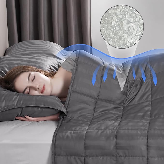 Weighted Blanket for Adult,20lbs Heavy Weighted Blanket 48"x72" Breathable Cooling Summer Blankets, Ultra Soft Cotton Comfort Throw Blanket with Glass Beads for All-Season (Dark Grey)
