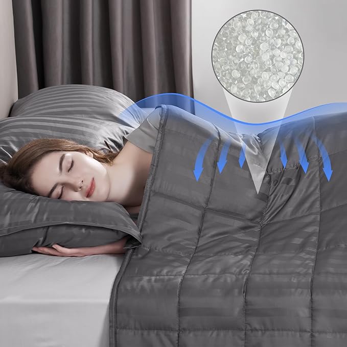 Weighted Blanket for Adult,30lbs Heavy Weighted Blanket 88"x104" Breathable Cooling Summer Blankets, Ultra Soft Cotton Comfort Throw Blanket with Glass Beads for All-Season (Dark Grey)