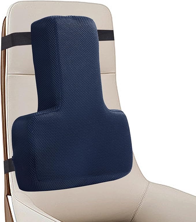 HOMBYS Lumbar Support Pillow for Office Chair-Seat Cushion for Back Support, Improved Sitting Posture and Upper/Lower Back Pain Relief for Desk Chairs, Car Seats and Airplanes (Navy Blue, 16"x12"x3")