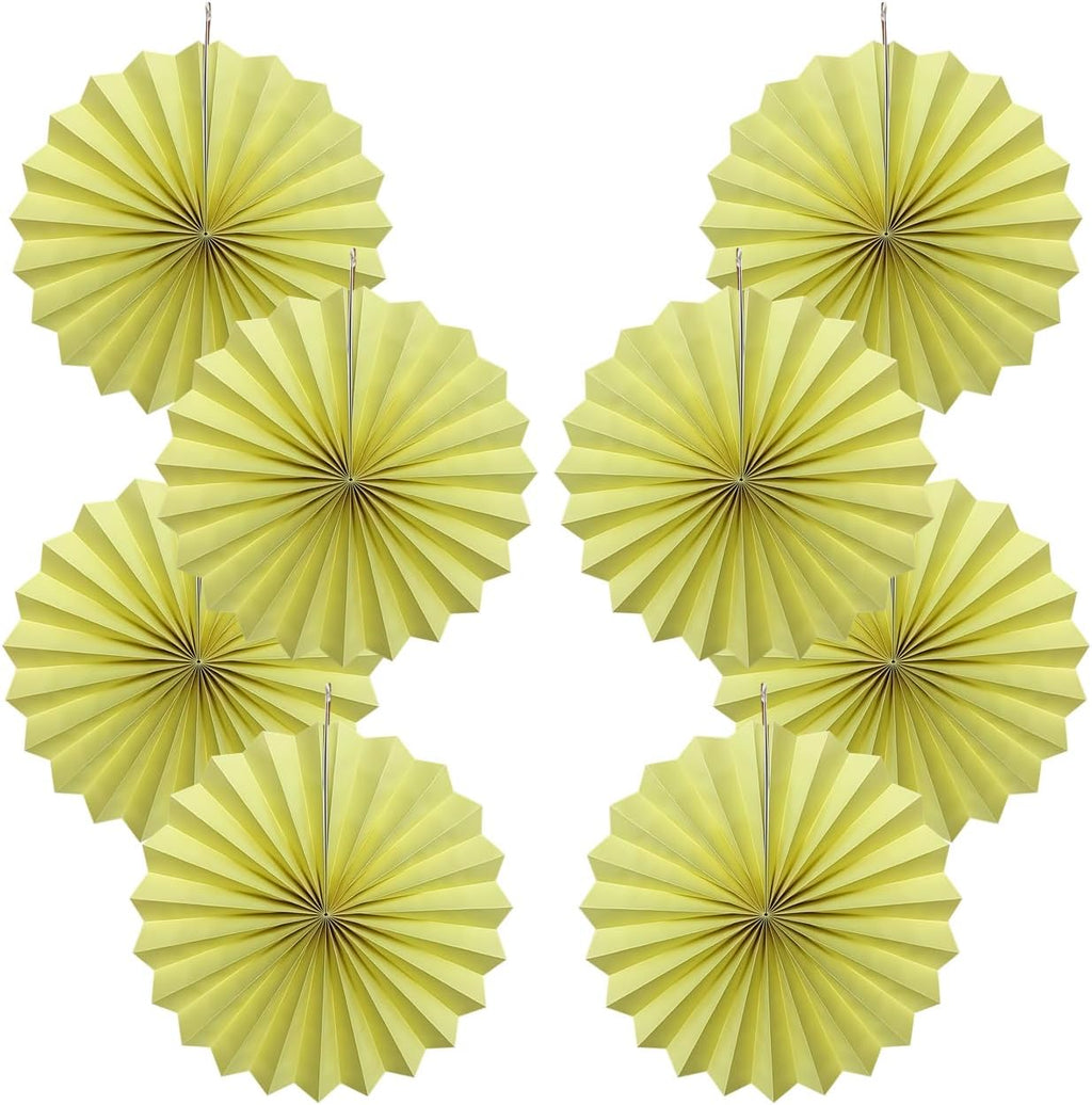 Yellow Hanging Paper Fans,Yellow Accessories Paper Decorations for Party,Color Party Decorations,Bee Themed Classroom Decor,12in Hanging Paper Fans 30 Color DIY Set （Light Yellow）