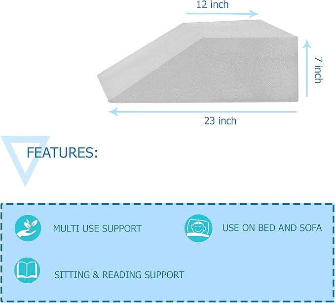 Mattress Solution 21-Inch Leg Pillow Foam Top, Relieves and Recovers Foot and Ankle Injury, Hip and Knee Pain, Multi-Purpose, Legs and Back Support, Increases Blood Flow, Promotes Breathing, White