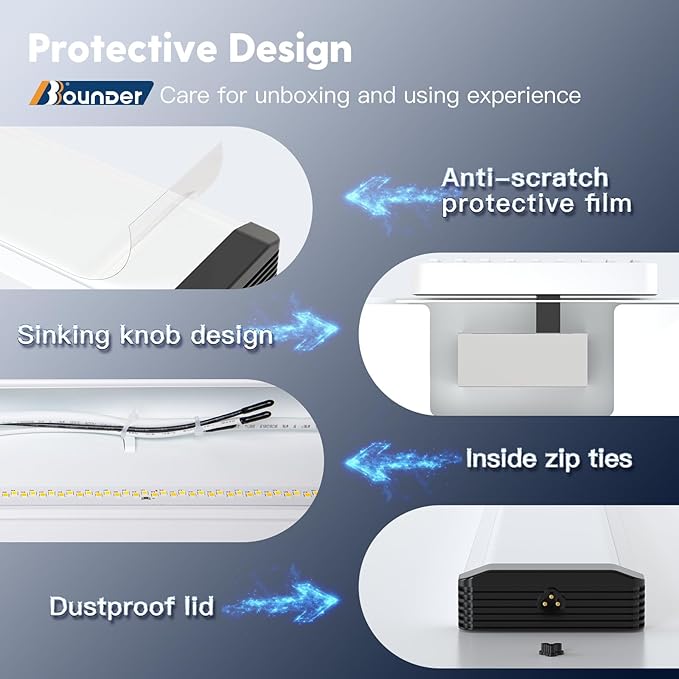 BBOUNDER 6 Pack 4FT LED Wraparound Light with 3CCT Selectable, 4000K/5000K/6500K, Super Bright 5500LM 50W 4 Foot Fluorescent Light Fixture, Flush Mount Office Ceiling Light for Kitchen Garage, Black