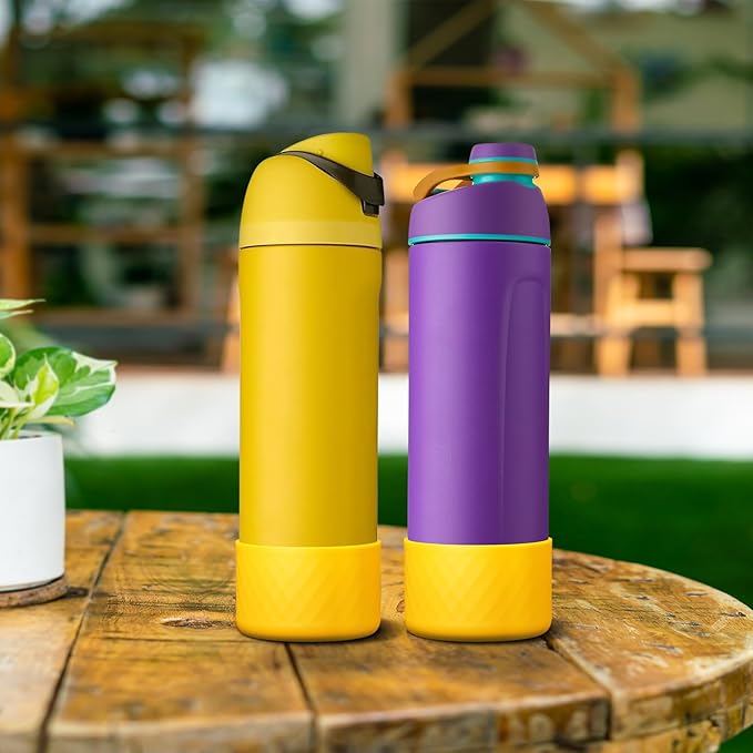 2PCS Silicone Water Bottle Boot for Owala 24oz 32oz 40oz, Anti-Slip Protective Sleeve Bottom Bumper Protector for FreeSip, Twist, and Flip Stainless Steel Water Bottles