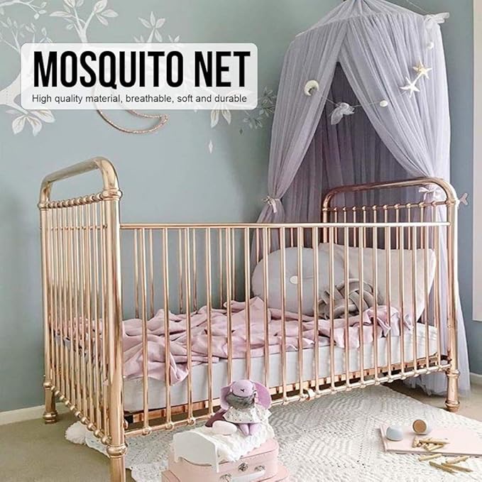 Bed Tent Net Mesh Bed Tent Stylish Breathable Canopy, Canopy Netting with Grey Pink Easy Setup for Bedroom Guest Room (Gray)