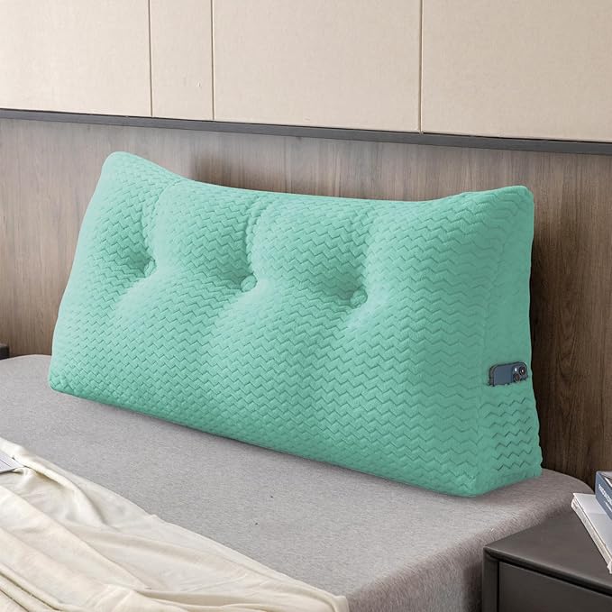 Large Bolster Triangular Headboard Wedge Backrest Positioning Support Bed Rest Reading Pillows Headboard Wedge Pillows for Day Bed Bunk Bed with Removable Cover