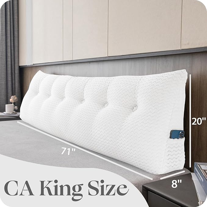 Large Bolster Triangular Headboard Wedge Backrest Positioning Support Bed Rest Reading Pillows Headboard Wedge Pillows for Day Bed Bunk Bed with Removable Cover