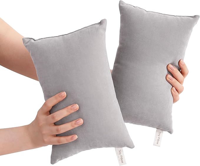 BEDSUM 2 Pack Tiny Pillows, 11"x7" Microfiber Mini Pillows for Travel, Pets, Soft and Machine Washable Small Pillows for Neck, Wrist, and Knee Comfort, Light Grey