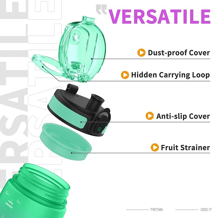 25oz Kids Sports Water Bottles for School with Spout Lid (Green Purple)