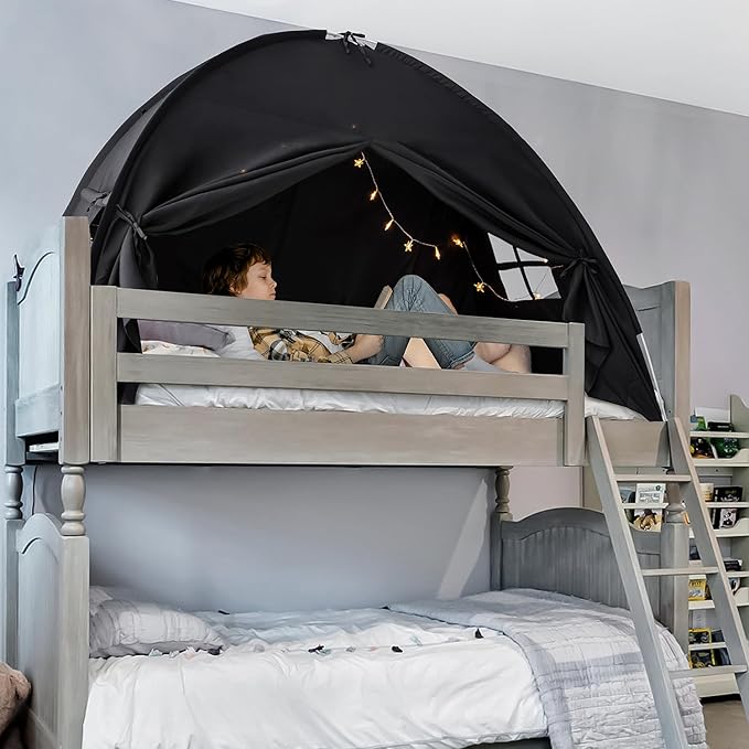 Twin Size Bed Canopy Bed Tents Dream Tent on Bed Privacy Space Blackout Sleeping Tents Indoor Breathable Portable Cottage Drafty Room Floor Bed Tents (Black)