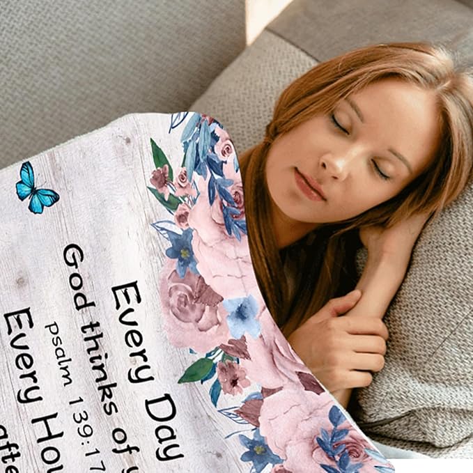Bible Blanket Christian Gifts for Women, Prayer Blanket, Religious Blanket with Inspirational Thoughts and Prayers, Religious Gifts for Praying Women Men Inspirational Gift 60x80 in