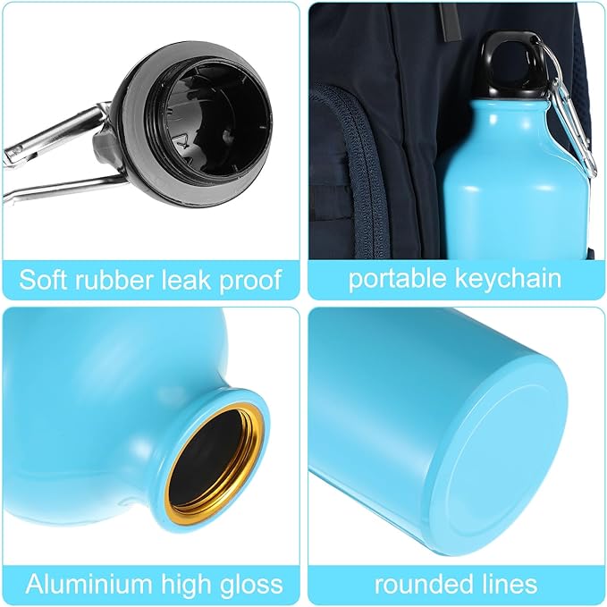 24 Pieces Aluminum Water Bottle 20 oz Lightweight Reusable Water Bottle Bulk Leak Proof Aluminum Water Bottles with Twist Cap and Buckle for Bike Travel Sports Camping (Pink, Blue, White, Yellow)