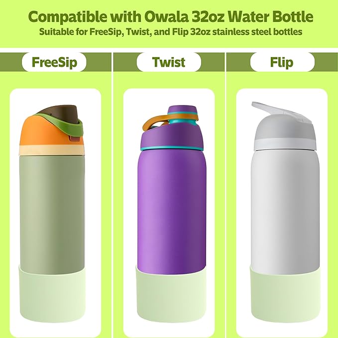 2PCS Silicone Water Bottle Boot for Owala 24oz 32oz 40oz,Anti-Slip Protective Sleeve Bottom Bumper Protector for FreeSip, Twist, and Flip Water Bottles