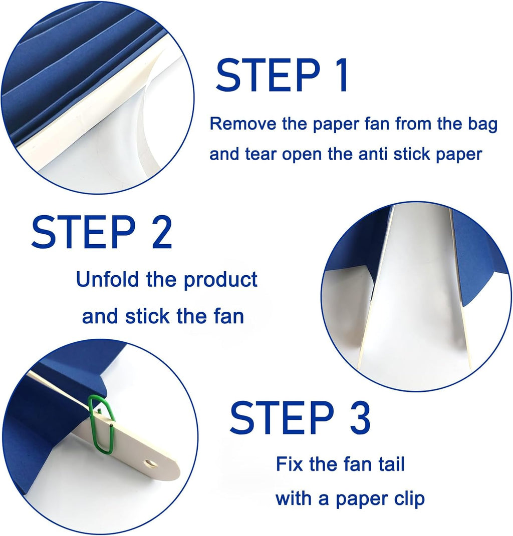 Blue Birthday Decorations,DIY Blue Paper Fans Hanging Decoration ,Party Decorations for Adults 12in, Royal Blue Birthday Decorations,Baby Shower Decorations 30 Color DIY Set (Navy Blue)