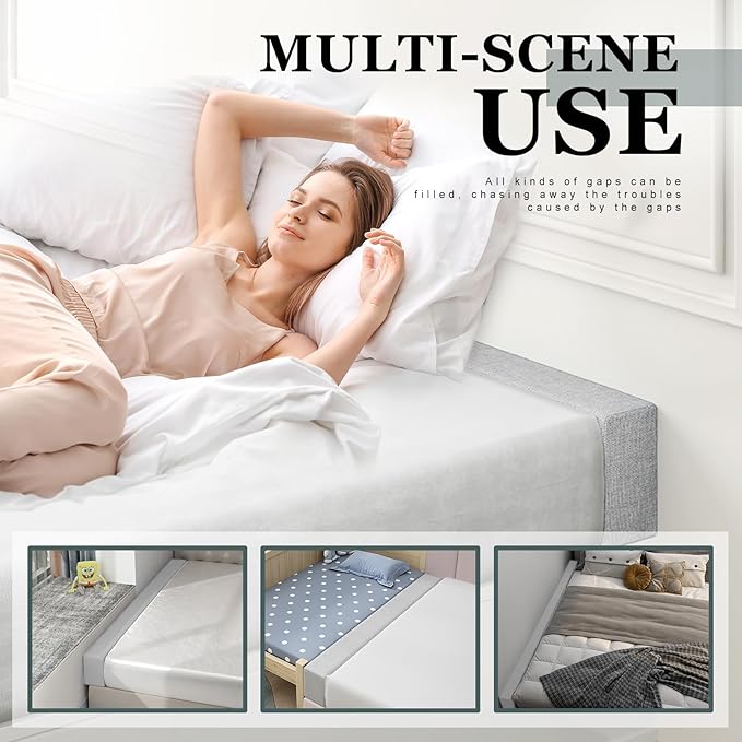 Mattress Extender, Bed Gap/Space Filler, Headboard Pillow Between Headboard and Mattress or Wall, High-Density Foam with Removable Cover（Light Grey-King-78 * 6 * 6in）