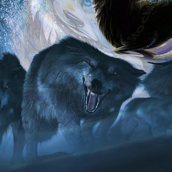 AILONEN Boys Wolf Shower Curtain for Bathroom Decor,3D Howling Wolf Ferocious Wolf Wildlife Decor Bath Curtain 72" W*72" H Polyester Fabric Waterproof Bathroom Curtain with 12 Hooks