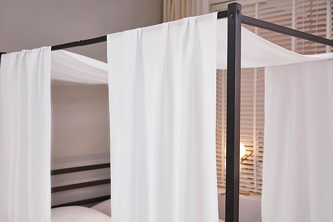 Akiky Linen Canopy Bed Curtains for Kid House Bed Montessori Canopy for Nursery Bed Canopy for Kids Child Toddler Adult Room Decoration(King,White)