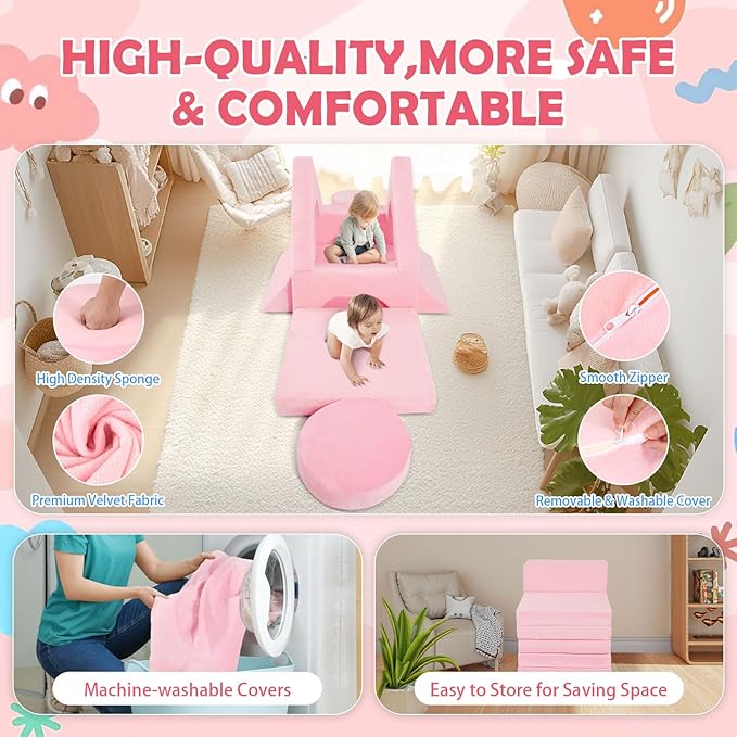 2024 New Modular Kids Play Couch, 12pcs Toddler Sofa Couch Building Fort, Versatile 300+DIY Creativing Playroom Bedroom Furniture for Toddlers. Convertible Kids Sofa and Cushion for Boys and Girls