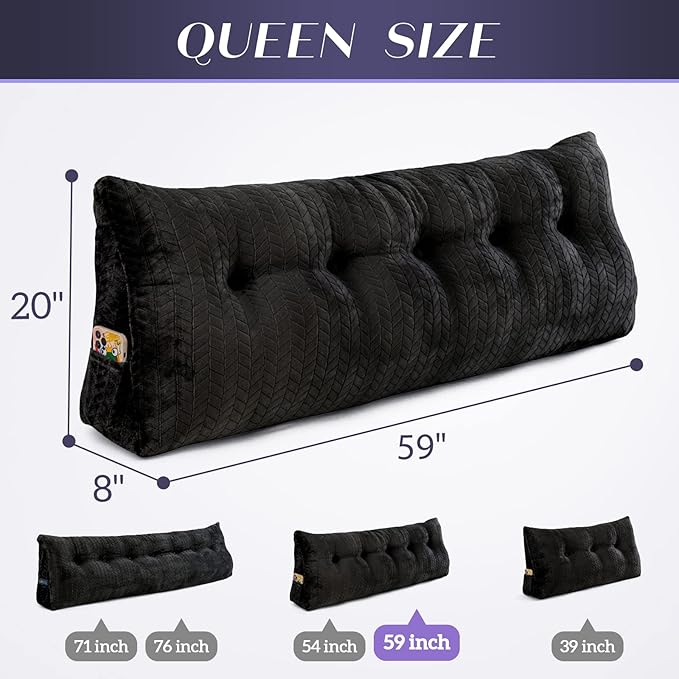 Triangular Wedge Headboard Pillow Large Bolster Bed Rest Reading Pillow Backrest Positioning Support Bolster Cushion with Removable Cover