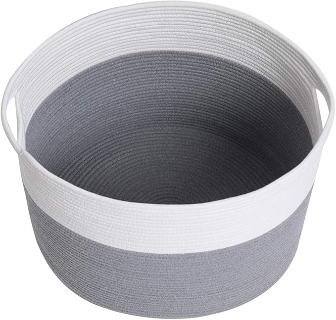 22" x 22" x 16" Mega Size Extra Large Storage Basket, Cotton Rope Storage Baskets, Woven Laundry Hamper, Cloth Storage Bin, for Clothes Towel Blanket Basket in Living Room, Large Basket Grey