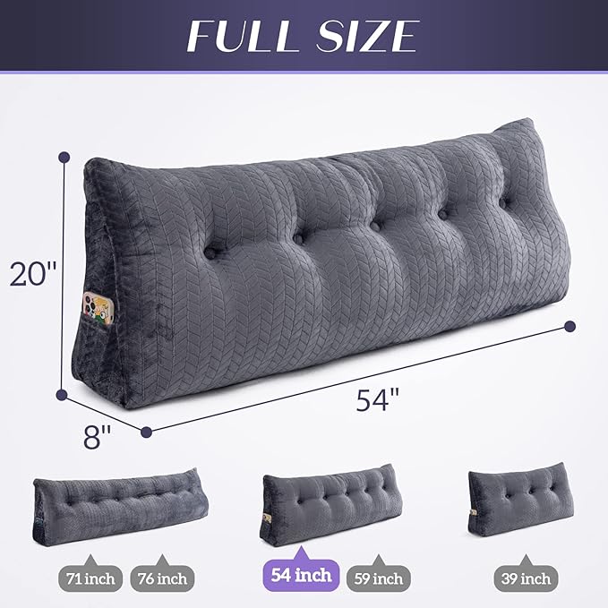 Triangular Wedge Headboard Pillow Large Bolster Bed Rest Reading Pillow Backrest Positioning Support Bolster Cushion with Removable Cover