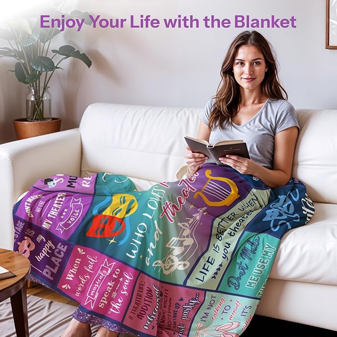 Theater Gifts, Gifts for Theater Lovers, Theater Gifts Blanket for Girls, Birthday Gifts for Broadway Theater Lovers, Musical Theater Gifts, 50" x 60" Throw Blanket